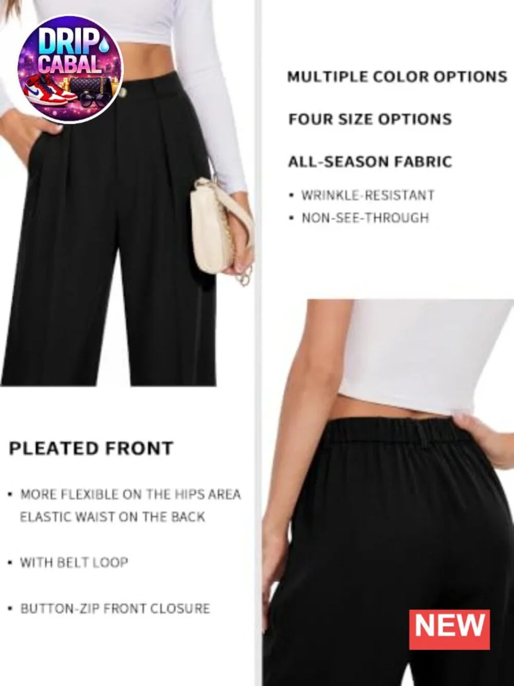 High Waisted Wide Leg Dress Work Pants, Business Casual Office Trousers,